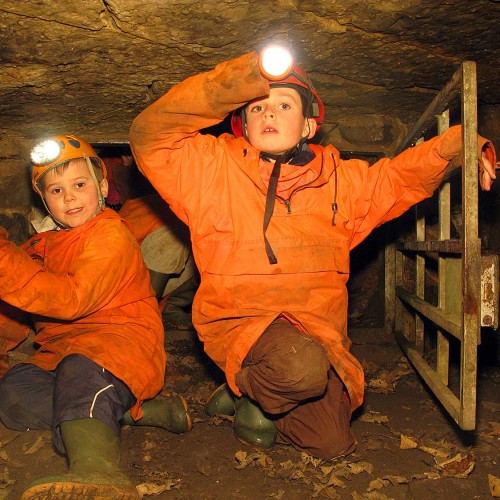 Pupils caving and exploring a mine