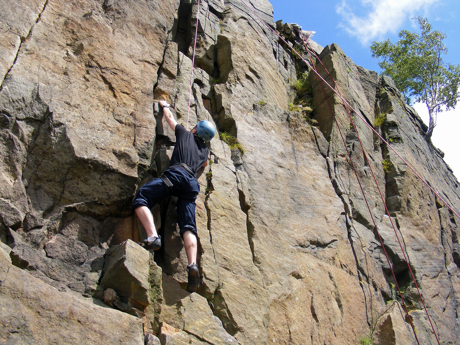 A person rock climbing