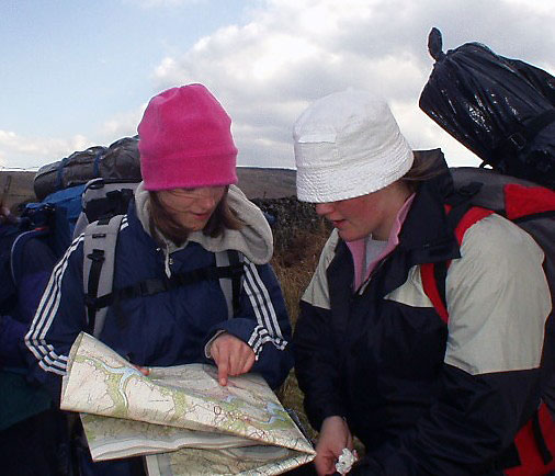 2 pupils map reading on Duke of Edinburgh