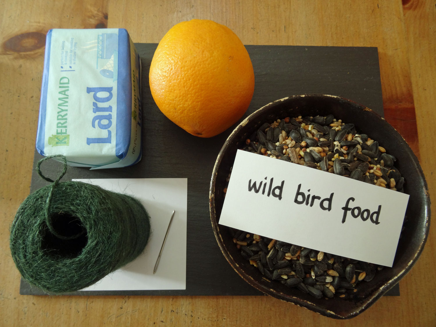 Things to make bird cake (environmental activity) at Thornbridge Outdoors