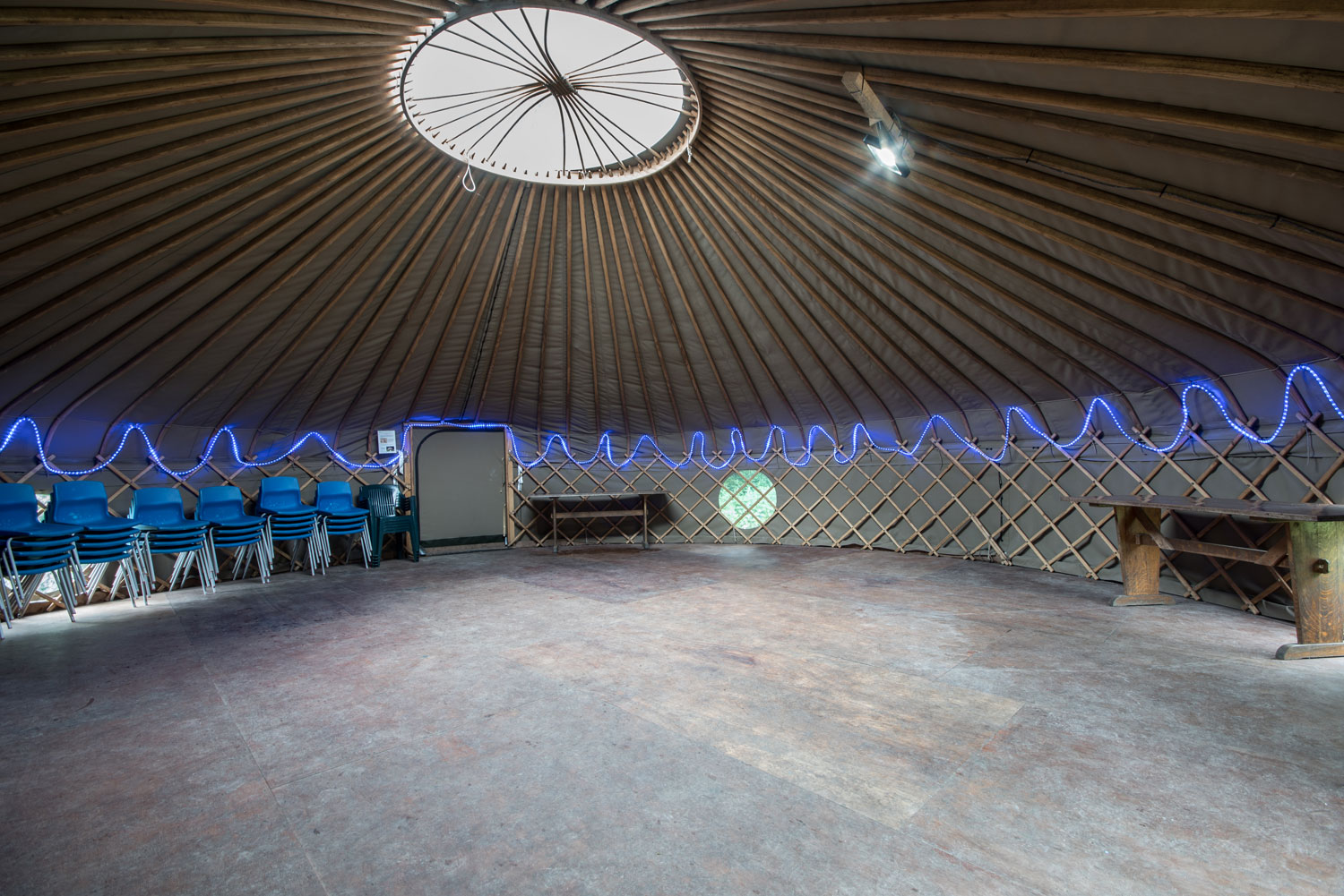 The inside of the Yurt