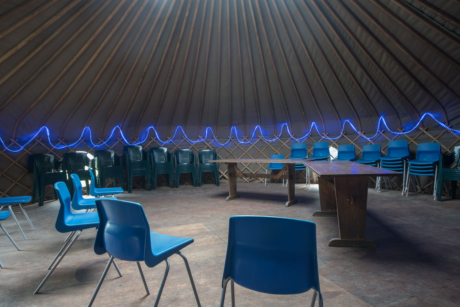 The inside of the Yurt