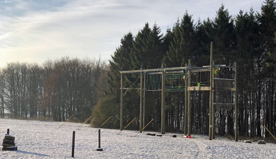 Sky Ropes in snow at Thornbridge Outdoors