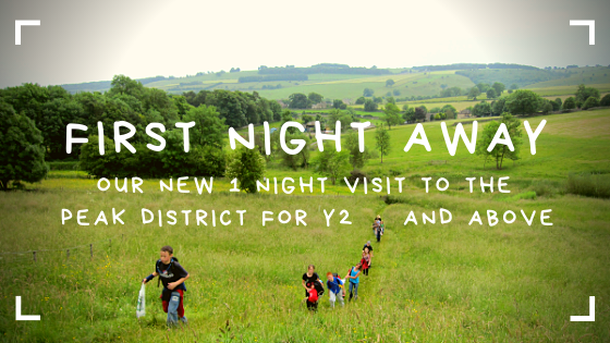 First night away header shows children walking through field