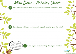 mini dens activity sheet older kids